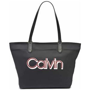 Nylon Tote Black Calvin Klein Celia Organizational Maxi Tote Black CK Logo NEW
